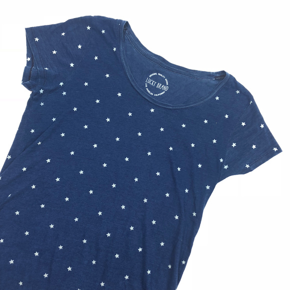 Lucky Brand Tops - Lucky Brand Navy Blue Star Pattern Crew T-Shirt